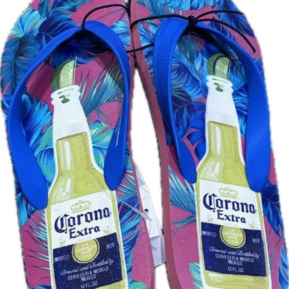 Corona Extra Mens Licensed Flip Flops Size 11 - Tropical Print - NWT